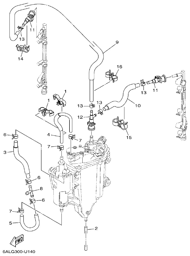 Yamaha F250HET, FL250HET FUEL INJECTION PUMP 2 parts diagram